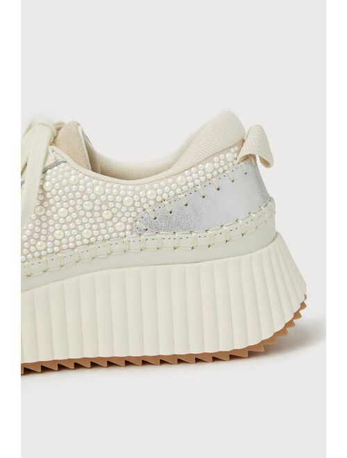 Dolce Vita Dolen Vanilla Pearl Suede Leather Platform Sneakers