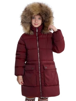 maoo garden Girls Puffer Winter Coat Faux-Down Heavyweight Snow Parka Fuzzy Fur Lining Hood Water-Resistant Long Jacket