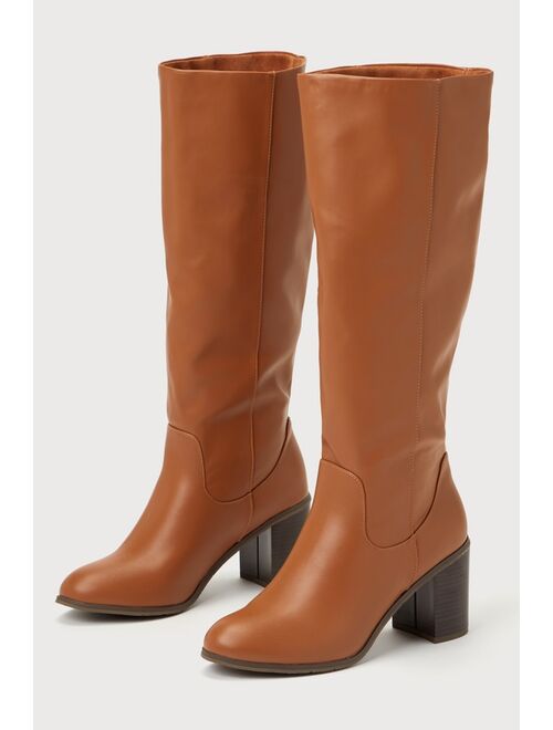 bc footwear Back To Life Cognac Vegan Leather Knee-High Boots