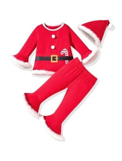 HINTINA Infant Toddler Girl Christmas Outfits Bell Bottom Flared Pants Set