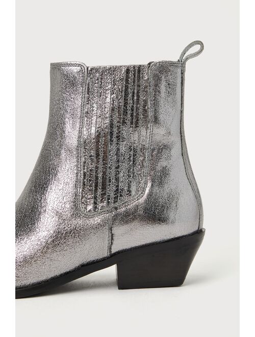 Seychelles Hold Me Down Silver Metallic Leather Ankle Boots