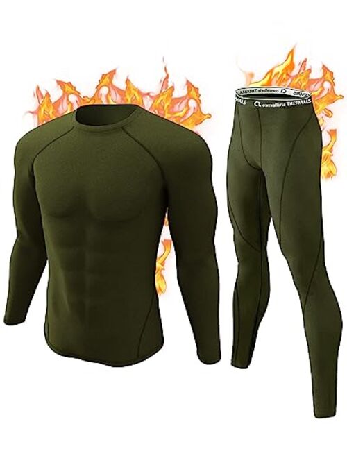 CL convallaria Thermal Underwear for Men Long Johns Fleece Lined Hunting Gear Set Base Layer for Cold Weather XS-4XL