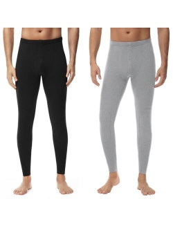 Excellent Thermal Long Johns for Men Thermal Underwear Bottoms Base Layer Long Underwear Mens Cold Weather 2 Pack