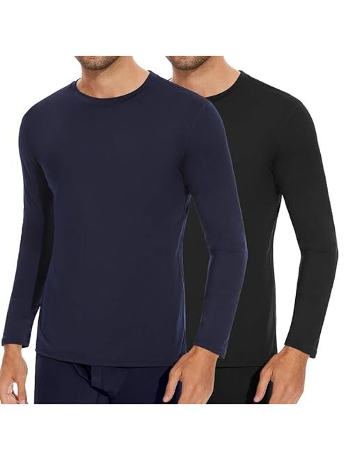 SIMIYA Mens Thermals Long Sleeve Undershirt Warm Fleece Lined Base Layer Thermal Tops Long John Shirts for Men