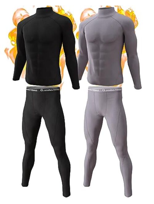 CL convallaria 2 Pack Thermal Underwear for Men - Warm Fleece Lined Long Johns - Winter Gear Base Layer Tops & Bottoms Set