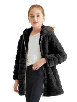 Giolshon 2023 new Girls Faux Fur Fleece Jacket Sherpa Fuzzy Hoodie Winter Coat with Full Zip Fluffy Outerwear 2169