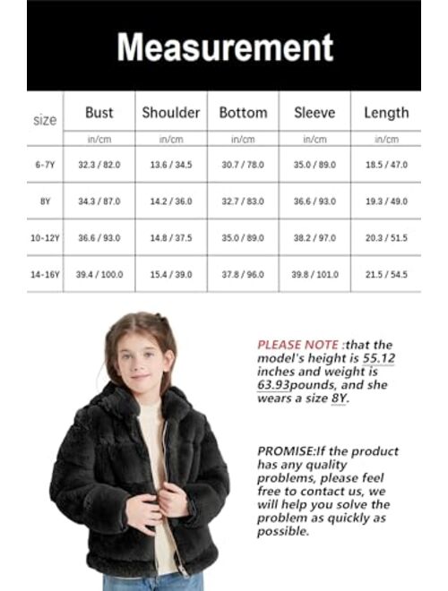 Giolshon 2023 new Girls Faux Fur Fleece Jacket Sherpa Fuzzy Hoodie Winter Coat with Full Zip Fluffy Outerwear 2169