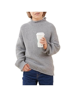 Seiciviy Boys Sweater Cable Knit Turtleneck Oversized Long Sleeve Loose Chunky Knit Jumper Tops Pullover Sweaters
