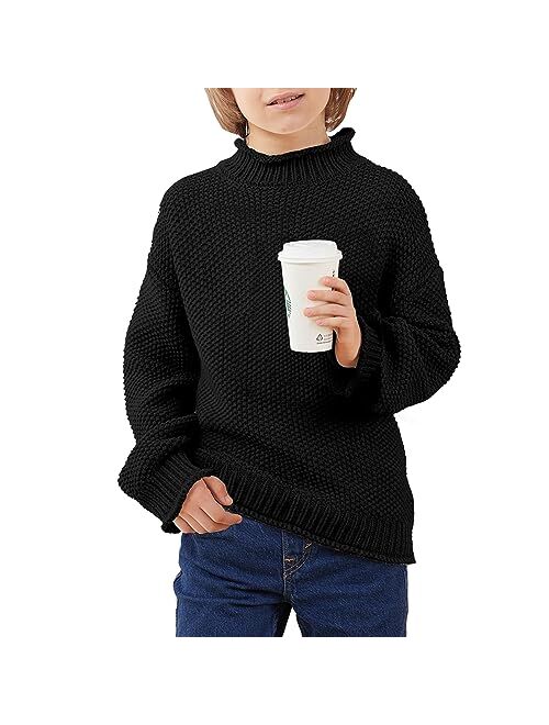 Seiciviy Boys Sweater Cable Knit Turtleneck Oversized Long Sleeve Loose Chunky Knit Jumper Tops Pullover Sweaters