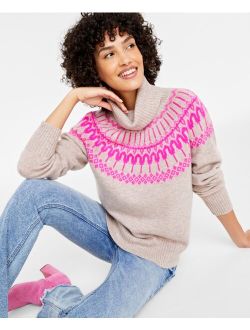 Women's 100% Cashmere Fair Isle Turtleneck Sweater, Created for Macy's