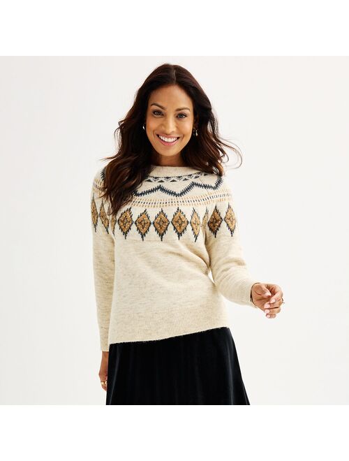 Women's Croft & Barrow Diamond Ringer Fair Isle Sweater