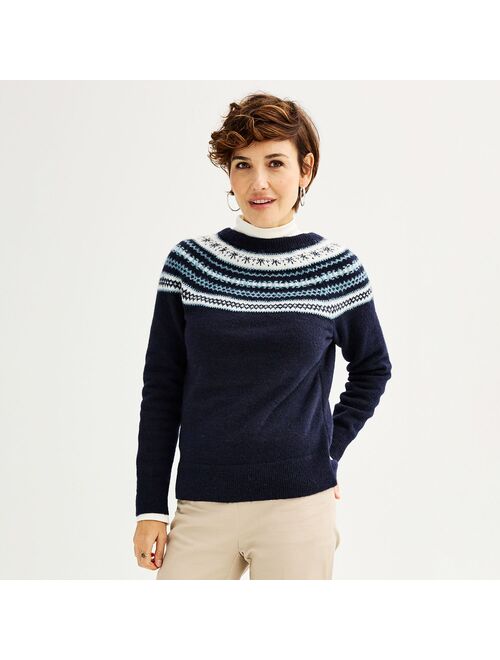 Women's Croft & Barrow Diamond Ringer Fair Isle Sweater