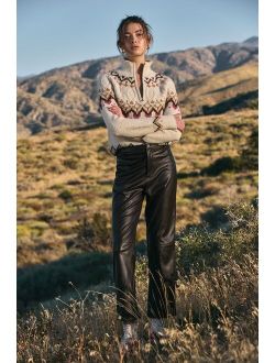 Effortless Edge Dark Brown Vegan Leather Straight Leg Pants