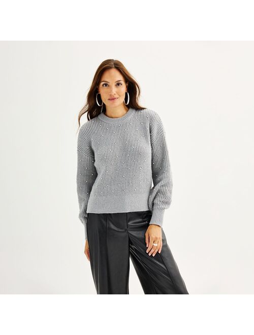 Women's Nine West Shiny Crewneck Sweater