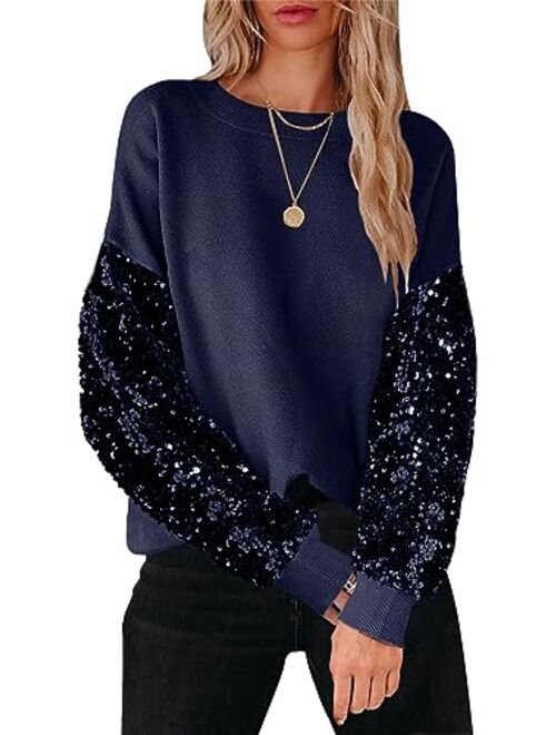 ANRABESS Women's 2023 Fall Sweaters Long Sleeve Crewneck Cable Knit Pullover Oversized Casual Chunky Tops