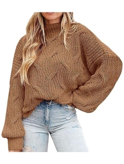 Women's Fall Oversized Pullover Sweaters Casual Crewneck Long Sleeve Chunky Cable Knit Blouse Top