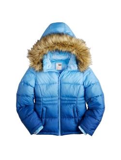 Girls 4-18 SO Faux Fur Trim Hood Puffer Jacket