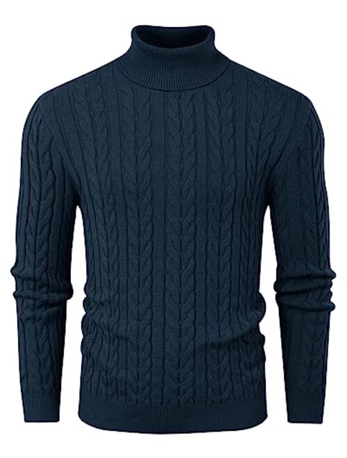 PJ PAUL JONES Men's Turtleneck Pullover Sweaters Long Sleeves Cable Knit Sweater