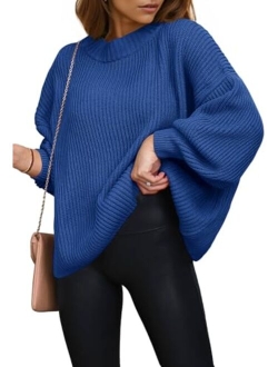 Womens Sweaters Fall 2023 Oversized Chunky Knitted Pullover Sweater Casual Long Sleeve Crewneck Cute Sweaters