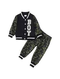 KIMI BEAR Baby Boy Outfits Toddler Boy Clothes Bomber Varsity Jacket Sweat Pants Set Fall Winter Baby Clothes For Boys