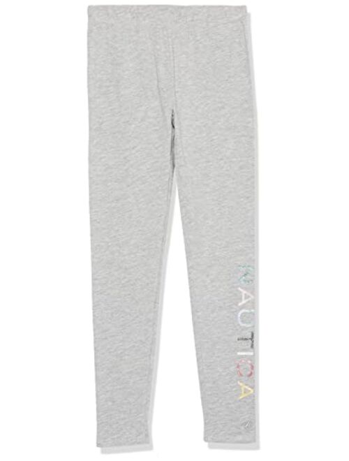 Nautica Girls' Leggings, Full Length Pull-on Stretch Pants with Elastic Waistband & Logo Detail