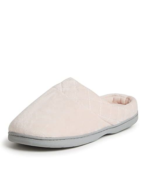 Dearfoams Women's Indoor/Outdoor Memory Foam Darcy Microfiber Velour Clog, Wide Widths Slipper