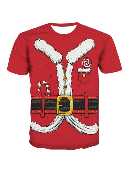 KYKU Santa Claus Costume T Shirt Mens Christmas T Shirts Funny Holiday Tshirt Red