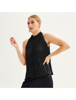 Mock Neck Pleated Top