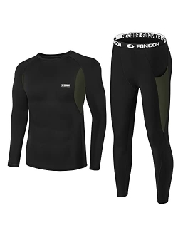 EONGOA Men's Thermal Underwear Set Long Johns Set with Fleece Lined Skiing Winter Warm Base Layers for Cold Weather