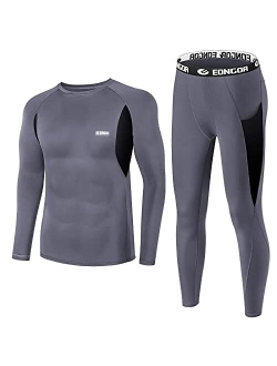 EONGOA Men's Thermal Underwear Set Long Johns Set with Fleece Lined Skiing Winter Warm Base Layers for Cold Weather