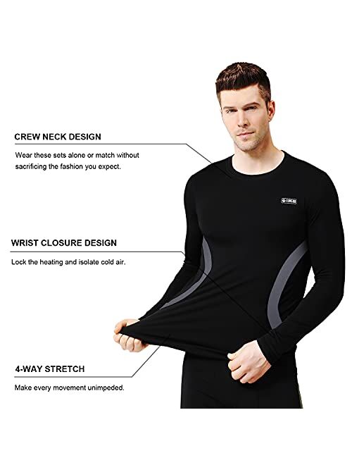 EONGOA Men's Thermal Underwear Set Long Johns Set with Fleece Lined Skiing Winter Warm Base Layers for Cold Weather