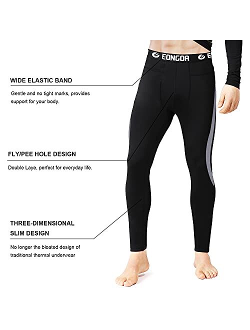 EONGOA Men's Thermal Underwear Set Long Johns Set with Fleece Lined Skiing Winter Warm Base Layers for Cold Weather