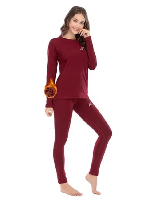 MEETWEE Thermal Underwear for Women, Winter Warm Base Layer Top & Bottom Set Ski Cold Weather Gear with Fleece Lined