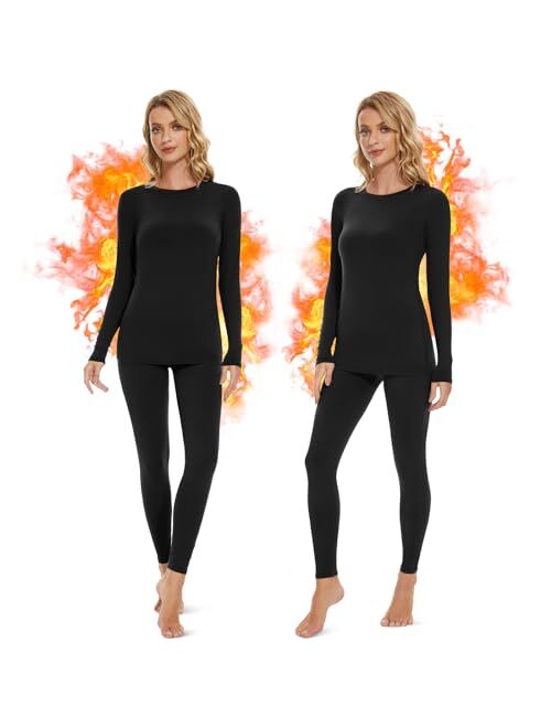 EXCELLENT THERMAL Long Johns for Women Fleece Lined Thermal Underwear Set Warm Long Underwear Base Layer Cold Weather