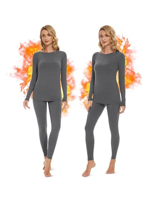 EXCELLENT THERMAL Long Johns for Women Fleece Lined Thermal Underwear Set Warm Long Underwear Base Layer Cold Weather