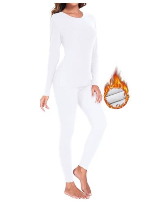 YADIFEN Thermal Underwear for Women Long Johns Sets Base Layer Fleece Lined Long Underwear Pajamas Winter Warm Top Bottom