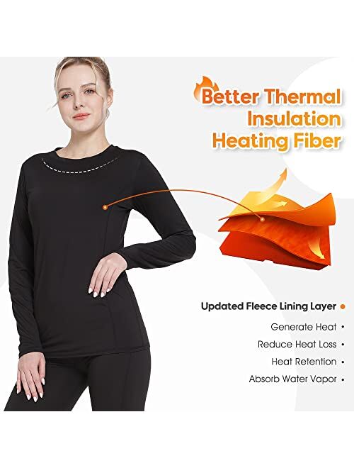 MANCYFIT Thermal Underwear for Women Cold Weather Gear Long Johns Winter Base Layer for Skiing Running