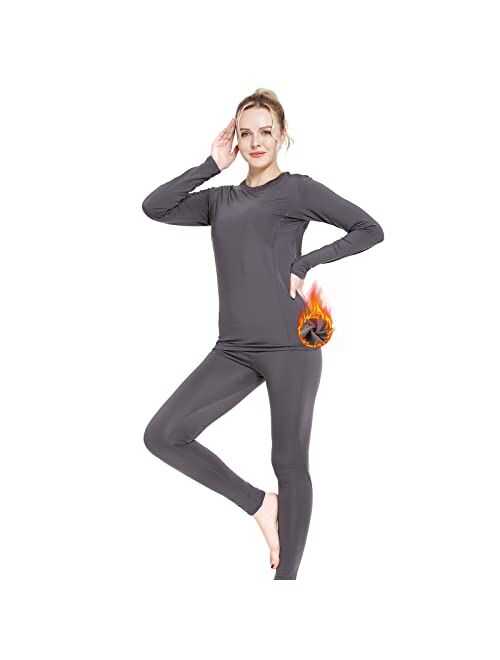 MANCYFIT Thermal Underwear for Women Cold Weather Gear Long Johns Winter Base Layer for Skiing Running