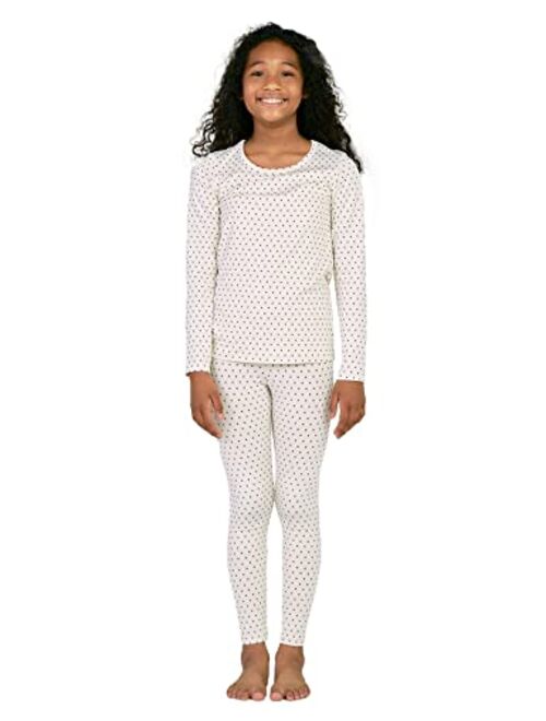 LAPASA Girls 100% Cotton Thermal Underwear Set, Ultra Soft Long Johns Base  Layer for Kids Top & Bottom (Thermoflux G09)