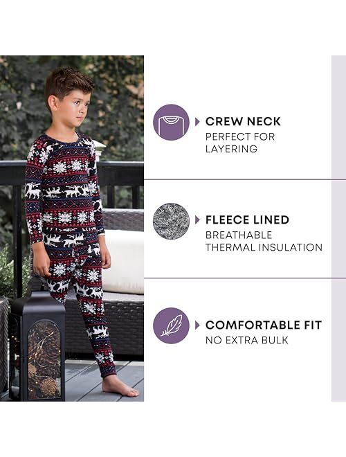 ROCKY Thermal Underwear For Boys Cotton Knit Thermals Kids Base Layer Long  John Pajamas Set