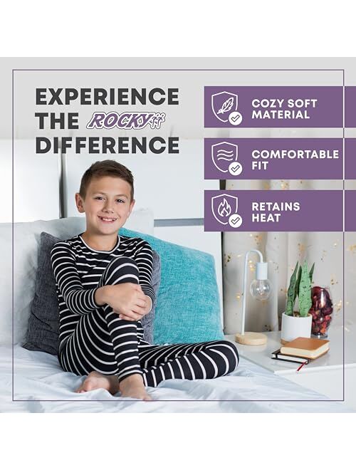  ROCKY Thermal Underwear For Boys Cotton Knit Thermals Kids Base  Layer Long John Pajamas Set