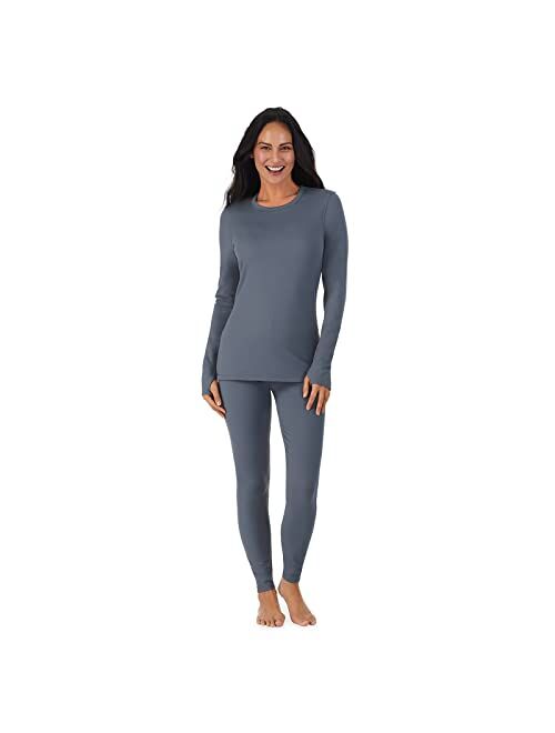 Cuddl Duds Thermal Underwear Long Johns for Women Fleece Lined Cold Weather Base Layer Top and Leggings Bottom Winter Set