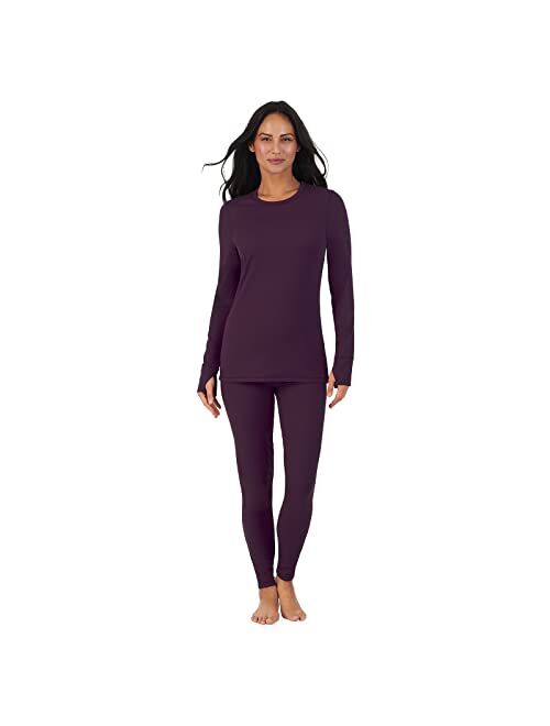 Cuddl Duds Thermal Underwear Long Johns for Women Fleece Lined Cold Weather Base Layer Top and Leggings Bottom Winter Set