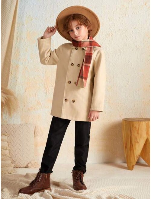 SHEIN Tween Boy Double Breasted Overcoat