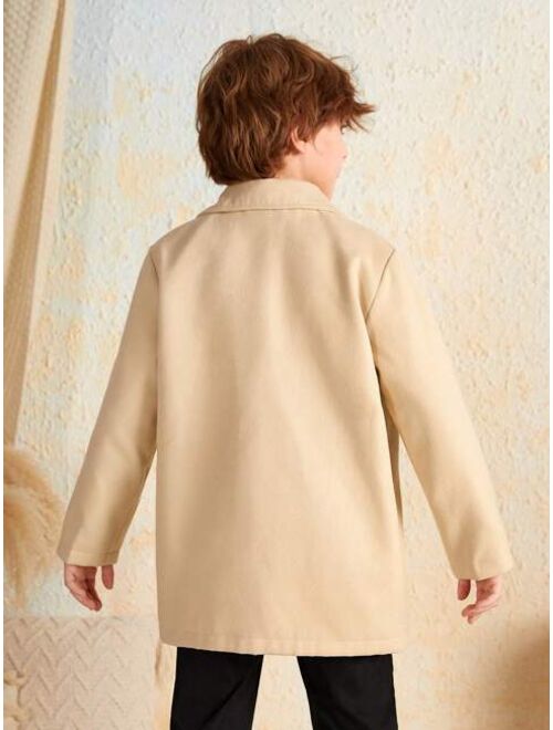 SHEIN Tween Boy Double Breasted Overcoat