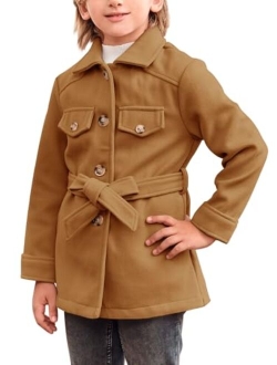 Meikulo Boys Wool Blend Coat Kids Winter Lapel Overcoat with Belt