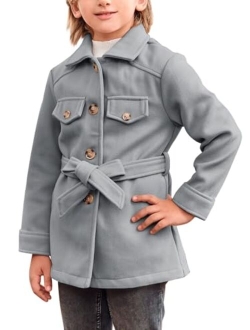 Meikulo Boys Wool Blend Coat Kids Winter Lapel Overcoat with Belt