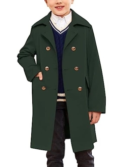 Makkrom Kids Boys Classic Trench Coat Double Breasted Toddler Baby Long Jacket Breasted Peacoat Fall Winter Outwear Coats