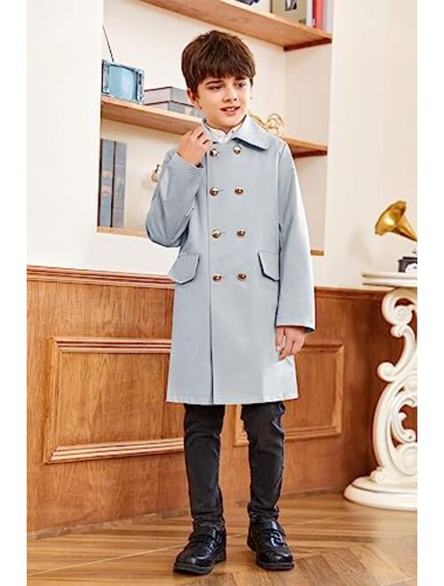 Makkrom Kids Boys Classic Trench Coat Double Breasted Toddler Baby Long Jacket Breasted Peacoat Fall Winter Outwear Coats