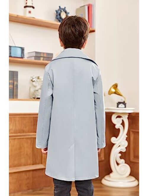 Makkrom Kids Boys Classic Trench Coat Double Breasted Toddler Baby Long Jacket Breasted Peacoat Fall Winter Outwear Coats